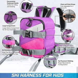 Ski and Snowboard Harness Trainer Backpack for Kids Blue